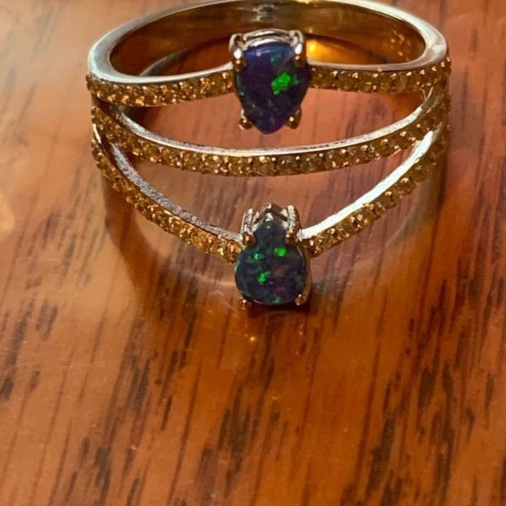 Sterling silver lab opal ring - Picture 2 of 2